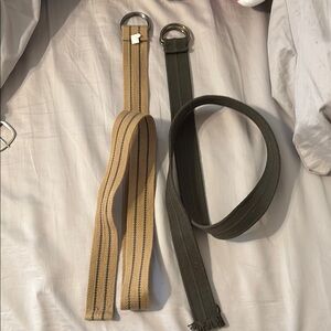 Striped Tan and Solid Green Belts